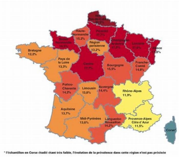 What is the obesity rate in France?